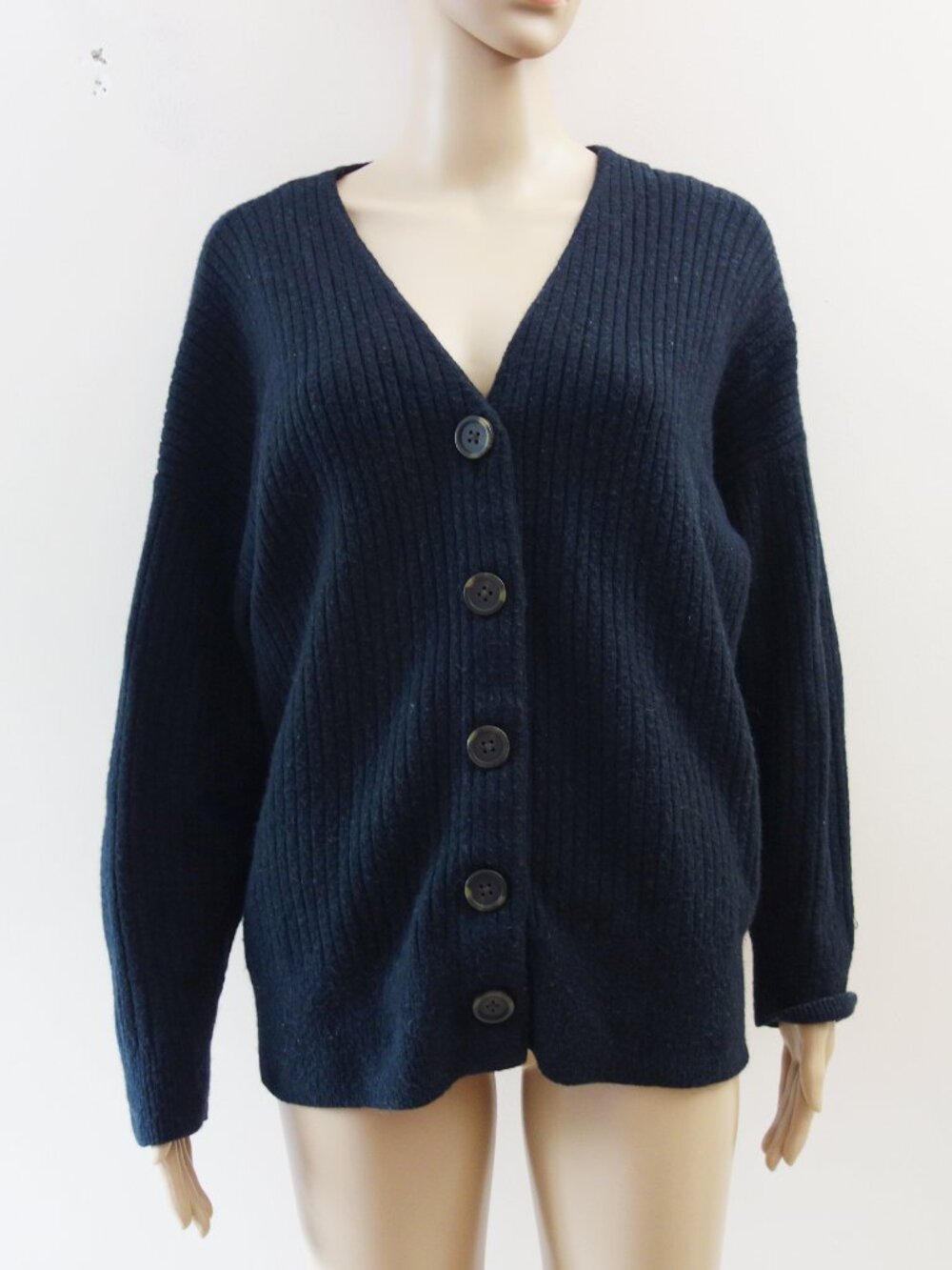 Madewell V-Neck Black Ribbed Button Down Wool Alpaca Blend Cardigans (1X) EUC